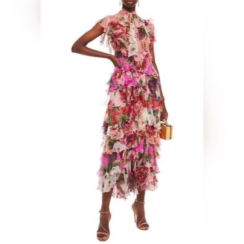 NWT Dolce & Gabbana Rose Silk Chiffon dress - Size 4